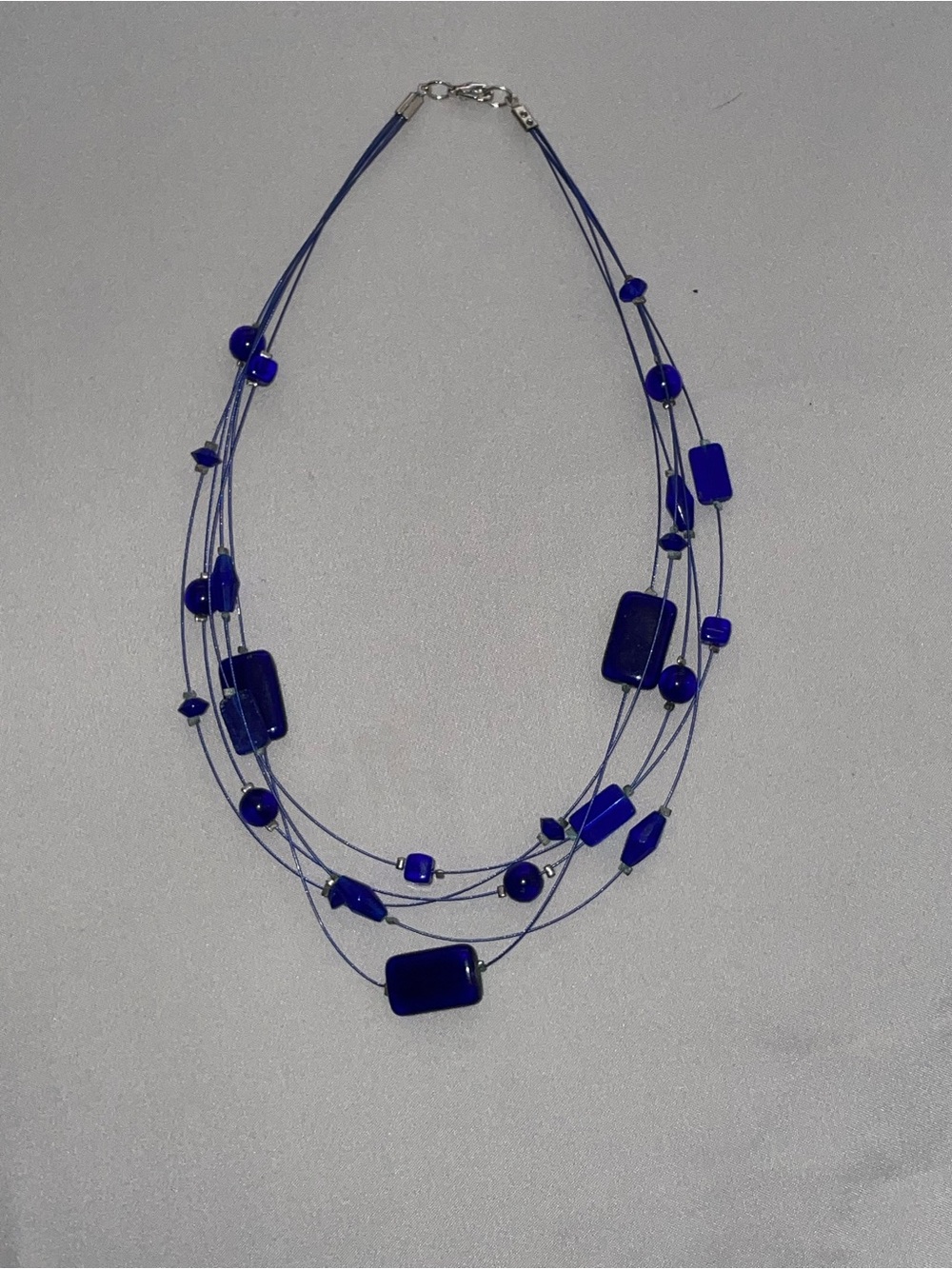 Multi-Strand Blue Bead Necklace - Unbranded